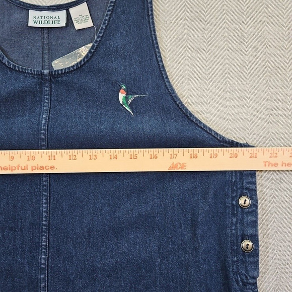 National Wildlife Denim Maxi Dress Size Medium Blue Floral and Bird Embroidery - Picture 7 of 12
